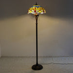 Traditional Tiffany Mediterranean Dragonfly Stained Glass Dome Shade 2-Light Standing Floor Lamp For Home Office