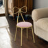 Contemporary Creative Bow Round Upholstered Velvet Metal Vanity Stool Backrest For Bedroom