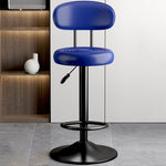 Contemporary Luxury Round Leather Upholstered Swivel Bar Stool Height Adjustable Footrest For Dining Room