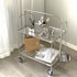 Modern Minimalist Square Stainless Steel Glass  Coffee Table Folding Storage Shelf For Bedroom