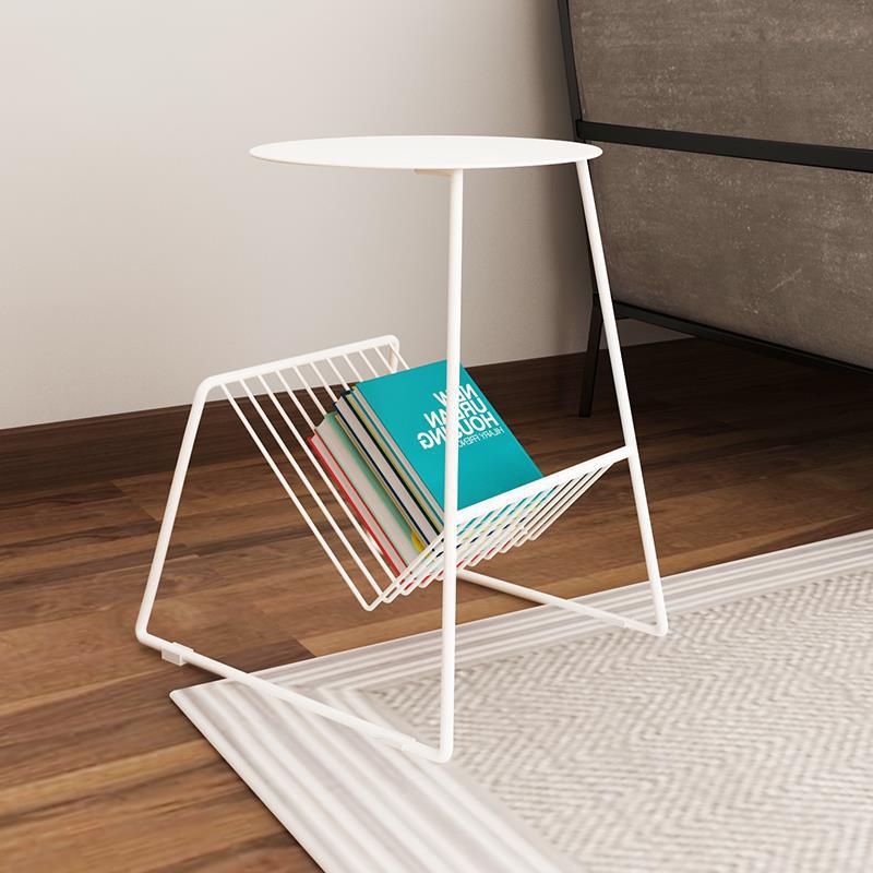 Contemporary Scandinavian Round Tabletop Iron Coffee Table 1-Shelf For Living Room