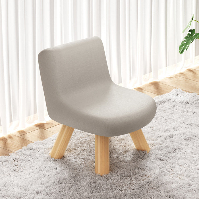 Modern Minimalist Square Linen Solid Wood Chair Backrest Armless For Living Room