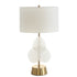 Contemporary Luxury Metal Glass Fabric Cylinder Leave 1-Light Table Lamp For Bedside