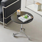 Contemporary Nordic Round Tripod Base Density Plate Stainless Steel Coffee Table For Living Room