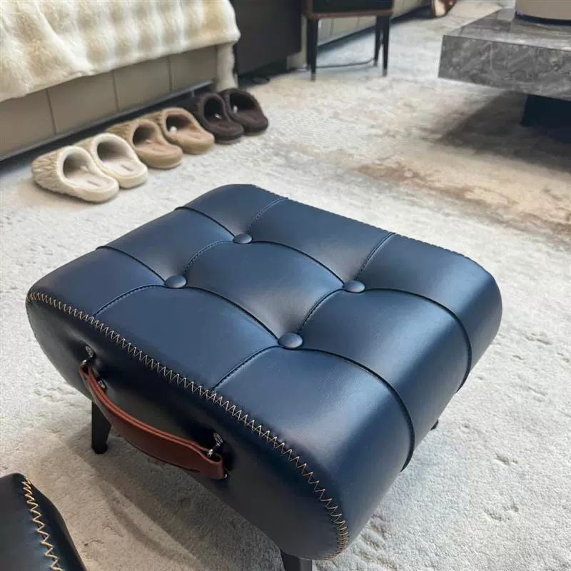 Modern Luxury Square Leather Sponge Upholstered Portable Footstool Backless Armless For Entryways