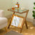 Contemporary Creative Rectangular Geometric Bamboo Glass Side Table 1-Shelf For Living Room