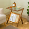Contemporary Creative Rectangular Geometric Bamboo Glass Side Table 1-Shelf For Living Room