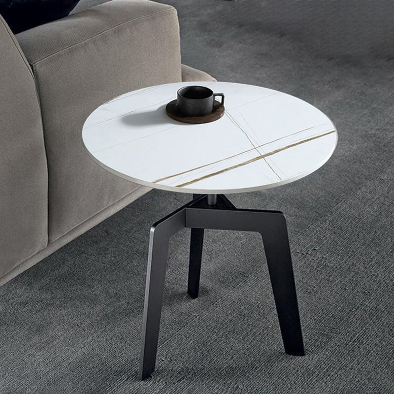 Modern Minimalist Round Marble Stainless Steel Coffee Table Three Legs For Living Room