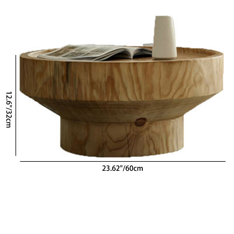 Traditional Japanese Round Wood Coffee Table For Living Room