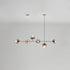 Modern Mid-Century Iron Long Strip Glass Ball 4/6-Light Chandelier Island Light For Dining Room