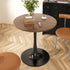 Modern Simplicity Round Imitation Wood Grain Carbon Steel Base End Table For Living Room