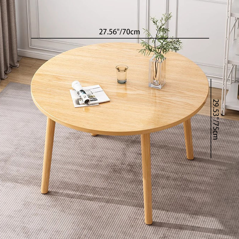 Modern Minimalist Round Faux Slab Wood Dining Table For 4 Seats