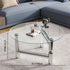 Modern Minimalist Round Cylinder Base Glass Stainless Steel Coffee Table For Living Room