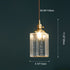 Contemporary Vintage Rectangular Square Draped Glass Brass 1-Light Pendant Light For Living Room