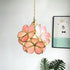 Modern Art Deco Brass Petal Glass Shade 1-Light Pendant Light For Living Room