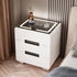 Modern Minimalist Rectangular Table Top Metal High Density Panel Nightstand 3-Drawer For Bedroom