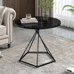 Modern Eclectic Round Iron Rock Slab Coffee Table 1-Tier For Living Room