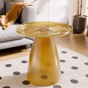 Modern Minimalist Round Table Top PET Plastic Side Table 1-Leg For Living Room