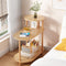 Modern Minimalist Round Oval Plank Solid Wood End Table 3-Tier For Living Room