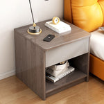 Modern Minimalist Square Table Top High Density Panel Nightstand 1-Drawer For Bedroom