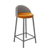 Contemporary Scandinavian Round PU Leather Iron Frame Bar Stool Low Back Footrest For Dining Room