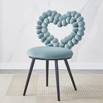 Contemporary Scandinavian Velvet Sponge Metal Heart Ball Round Vanity Stool Backrest For Bedroom