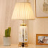 Traditional European Cylinder Ceramic Hardware Fabric 1-Light Table Lamp For Bedroom