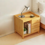 Modern Minimalist Rectangular Bamboo Density Panel Nightstand 1/3 Drawer For Bedroom