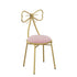 Contemporary Creative Bow Round Upholstered Velvet Metal Vanity Stool Backrest For Bedroom