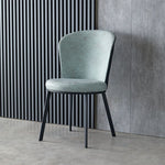 Contemporary Scandinavian Round Cushion Leather Carbon Steel Dining Chair Backrest For Dining Room