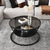 Modern Luxury Round Tempered Glass Coffee Table 2-Tier Storage Shelves For Living Room