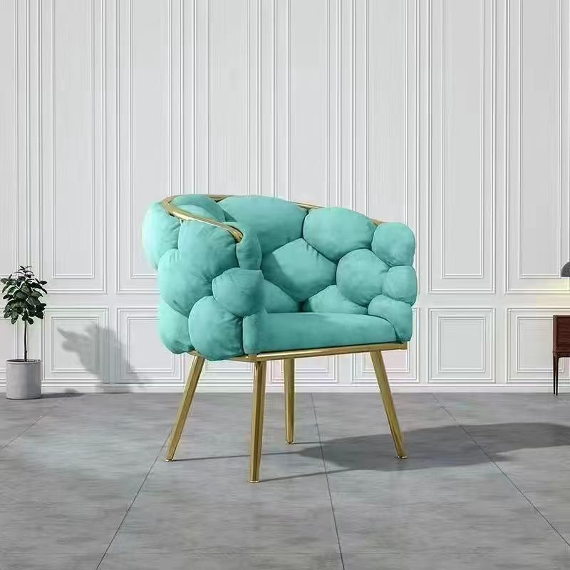 Contemporary Creative Half Round Bubble Fabric Metal Vanity Stool Backrest For Bedroom