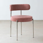 Modern Minimalist Round Velvet Upholstered Stainless Steel Tubular Legs Dining Chair Backrest Armless For Dining Room