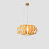 Traditional Japanese Wood Conch Shape 1-Light Pendant Light For Living Room