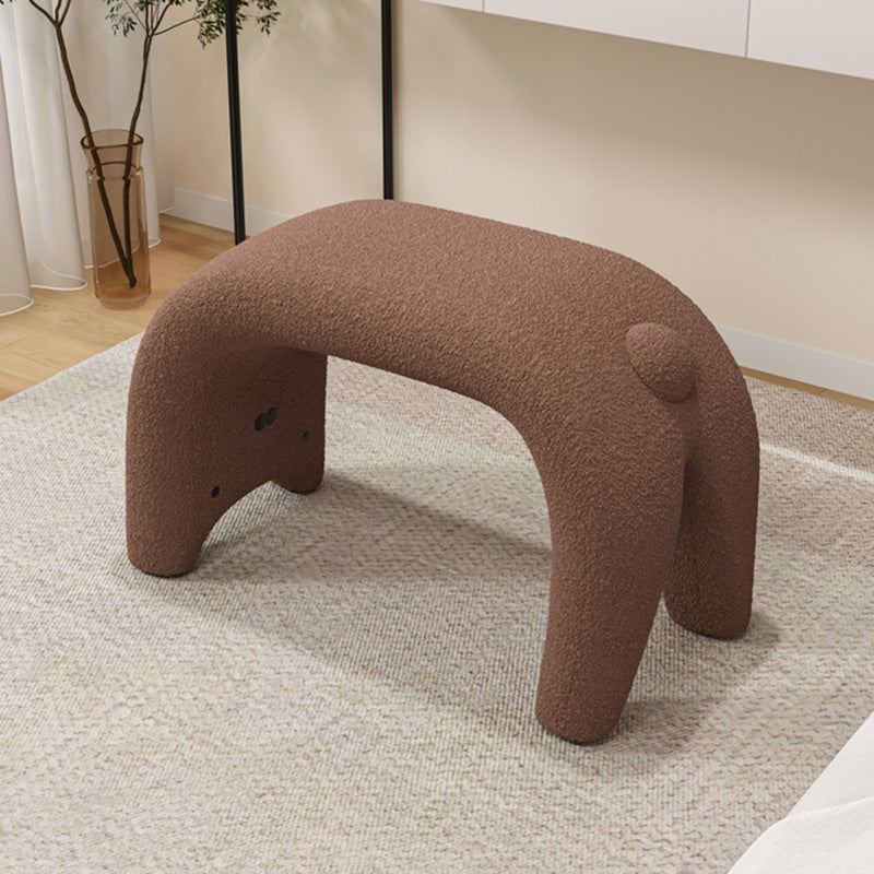 Contemporary Creative Curved Faux Fur Cat Design Vanity Stool Armless For Living Room