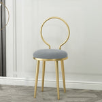 Modern Minimalist Round Sponge Velvet Leather Metal Vanity Stool For Bedroom