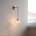 Contemporary Scandinavian Copper Glass Flower 1-Light Wall Sconce Lamp For Bedside