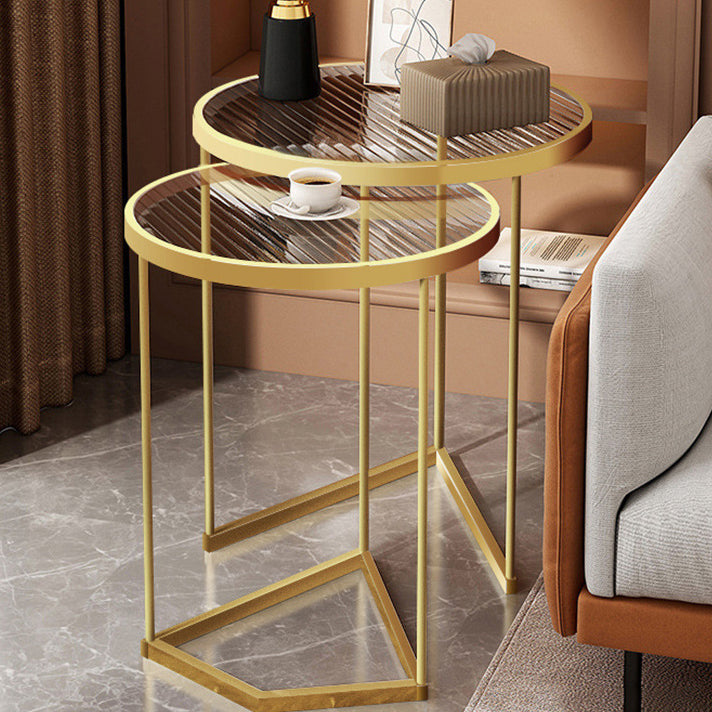 Contemporary Simplicity Round Glass Top Nesting Side Table For Living Room