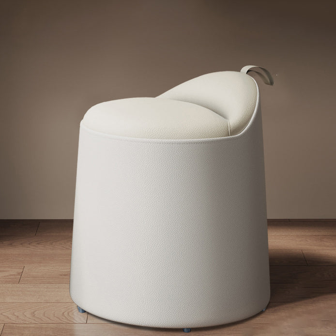 Modern Simplicity Leather Wood Aluminum Alloy Sponge Round Cylinder Vanity Stool Backrest For Bedroom