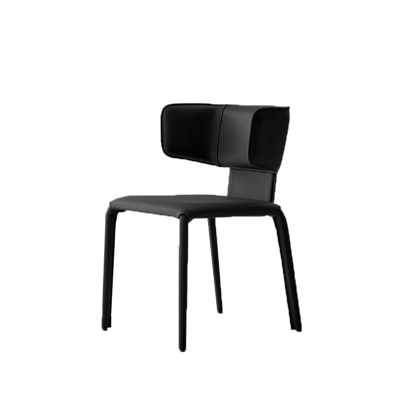 Contemporary Luxury Square Leather Carbon Steel Frame Dining Chair Backrest For Dining Room