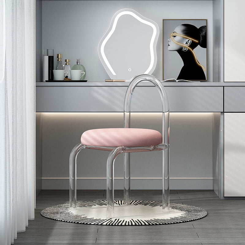 Modern Minimalist Round Fabric Acrylic Vanity Stool Backrest For Bedroom