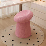 Contemporary Scandinavian Lambswool Round Vanity Stool For Bedroom