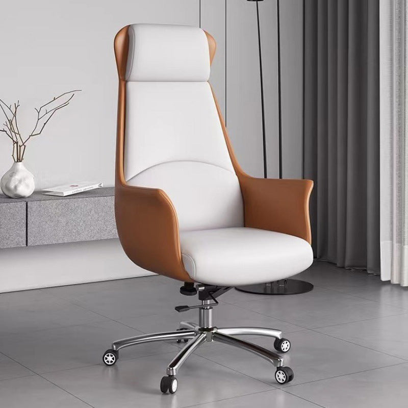 Modern Minimalist Rectangular High Back Leather Carbon Steel Desk Chair For Home Office