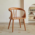 Contemporary Scandinavian Round Back Solid Wood Dining Chair Backrest Armrest For Dining Room