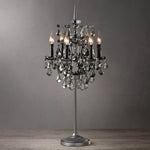 Traditional Vintage Candelabra Crystal Decor Iron Base 1-Light Table Lamp For Bedroom