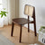 Modern Minimalist Skeleton Square Back Solid Wood Rattan Dining Chair Backrest For Dining Room