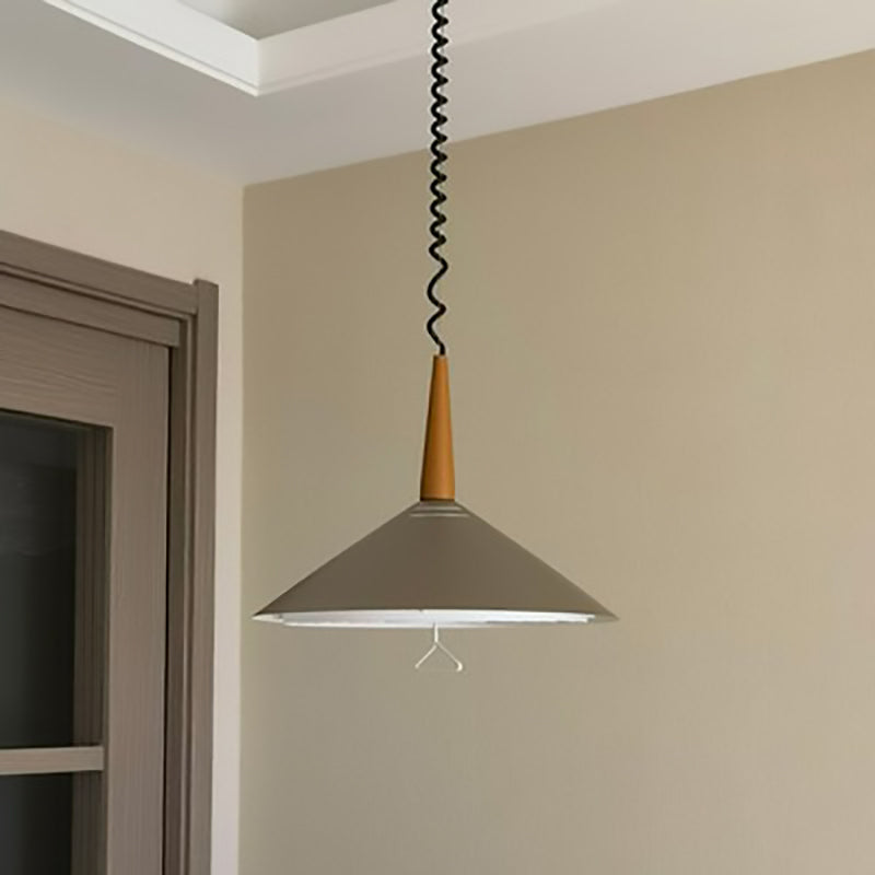 Contemporary Scandinavian Cone Funnel Iron 1-Light Pendant Light For Living Room