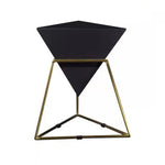 Contemporary Nordic Triangle Pyramid Glass Slate Metal Side Table For Bedside