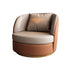 Modern Luxury Round Leather Upholstered Swivel Accent Chair Backrest Armrest For Living Room