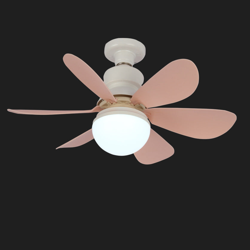 Contemporary Creative PC ABS Nylon Acrylic Flower LED Semi-Flush Mount Ceiling Fan Light For Living Room